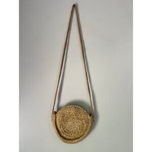 America & Beyond Woven Metallic Jute Crossbody Purse